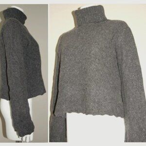 Vintage 1991, Dark Gray Heather Knit Turtleneck, 100% Lambswool